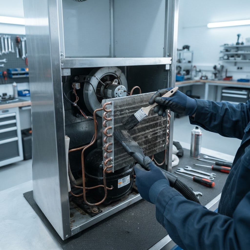 Técnico da Master fazendo manutenção e higienização
